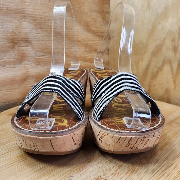 Sam Edelman Reid Zebra Stripe Cork Platform Wedge Sandals Size 5 - Picture 2 of 9